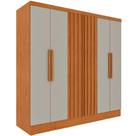 Guarda Roupa Itaperuna Casal Ripado 6 Portas 4 Gavetas Tcil Cor Cinamomo Off White