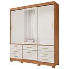 Guarda Roupa Lais 3 Portas Correr 7 Gavetas com Espelho MDF