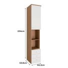 Guarda Roupa Lateral de Cama Diagonal 1 Porta 3 Gavetas 234cm Setiba Plus Rimo Carvalho/Branco