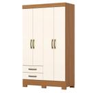 Guarda Roupa Lima 04 portas e 02 Gavetas com Pés BE12 Cinamomo Off White - Henn - Briz