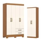 Guarda Roupa Lima 04 Portas E 02 Gavetas Com Pés Be12 Com Armário Multiuso Margarida Cinamomo Off White - Henn Briz