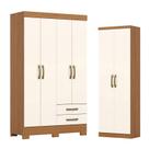 Guarda Roupa Lima 04 portas e 02 Gavetas com Pés BE12 com Armário Multiuso Margarida Cinamomo Off White - Henn Briz