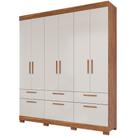 Guarda Roupa Lisboa 6 Portas de Bater 5 Gavetas MDF