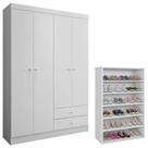Guarda Roupa Louise E Sapateira Laís Branco Brilho - Ajl