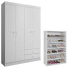 Guarda Roupa Louise e Sapateira Laís Branco Brilho - AJL