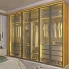 Guarda Roupa Lumina 6 Portas Reflecta LED Naturale Bronze - Gelius Guarda Roupa Lumina 6 Portas Reflecta LED Naturale Bronze - Gelius