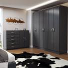 Guarda-Roupa Luna 6 Portas 2 Gavetas com Cômoda 2 Portas 5 Gavetas Preto - Panorama Móveis