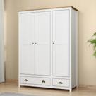 Guarda Roupa Madeira Maciça 3 Portas Osiris 2 Gavetas Branco/Freijó - G74 - Gran Belo