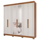 Guarda Roupa Maite 6 Portas com Espelhos e Pés MDF
