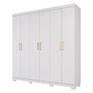 Guarda Roupa Maya 6 Portas 3 Gavetas Flex Espelho Interno MDF