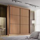 Guarda-Roupa MDF 2 Portas de Correr 3 Gavetas Milos Marrom/Cinamomo/Off White Guarda-Roupa MDF 2 Portas de Correr 3 Gavetas Milos Marrom/Cinamomo/Off White