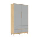 Guarda Roupa MDF laqueado Cinza Modelo Infantil 2 Portas 4 Gavetas Linha Tomi