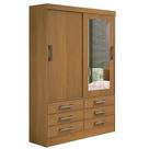 Guarda Roupa Meridian 2 Portas 6 Gavetas Solteiro com Espelho D Doro Cor Cinamomo