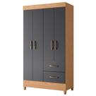 Guarda Roupa Mobi 4 Portas 2 Gavetas Freijó/Titanium - ABZ