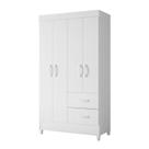 Guarda Roupa Mobi 4 Portas Biflex Branco Fosco Liso/Rosa Matte - Albatroz Móveis