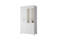 Guarda Roupa Mobi 4 Portas com Espelho 2 Gavetas Biflex ( Branco Fosco Liso/Rosa Matte) - ABZ