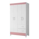 Guarda Roupa Mobi 4 Portas e 2 Gavetas Flex Branco/Rosa - Móveis Albatroz