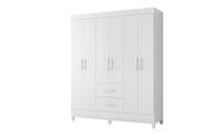 Guarda Roupa Mobi 6 Portas 2 Gavetas Biflex ( Branco Fosco Liso/Rosa Matte) - ABZ