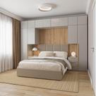 Guarda-Roupa Modulado 10 Peças 12 Portas com 2 Mesas de Cabeceira Jade CabeCasa MadeiraMadeira Cinza Urbano