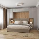 Guarda-Roupa Modulado 11 Peças 13 Portas com 2 Mesas de Cabeceira Jade CabeCasa MadeiraMadeira Cinza Urbano