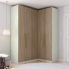 Guarda-roupa Modulado 173 X 134cm Canto Reto 5 Portas 3 Gavetas Seletto Henn - Areia/Jequitibá