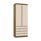 Guarda Roupa Modulado 2 Portas 4 Gavetas 90cm Veneza Luciane Móveis Avelã Pf/arenas Pf