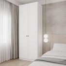 Guarda-Roupa Modulado 2 Portas Americanas com Cabideiro e 2 Gavetas Hera CabeCasa MadeiraMadeira Branco Geada