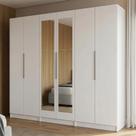 Guarda-Roupa Modulado 240 cm 6 Portas com Espelhos 6 Gavetas Branco Neo Madesa 04