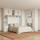 Guarda Roupa Modulado 3 Peças 9 Portas 5 Gavetas com Espelho e Cabeceira 100% MDF Smart Branco