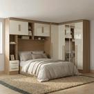 Guarda Roupa Modulado 3 Peças 9 Portas 5 Gavetas com Espelho e Cabeceira 100% MDF Smart Cinamomo/Off White