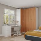 Guarda Roupa Modulado 4 Portas 3 Peças com Escrivaninha Hera CabeCasa MadeiraMadeira Branco Geada/Louro/Cromado