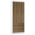 Guarda Roupa Modulado 90cm 2 Portas 4 Gavetas Taiga Branco/Avelã L01 - Mpozenato