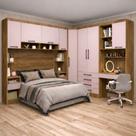 Guarda Roupa Modulado Casal Queen 1,58 m Canto com Escrivaninha Paris Luciane M08 Cor:Rosa Guarda Roupa Modulado Casal Queen 1,58 m Canto com Escrivaninha Paris Luciane M08 Cor:Rosa