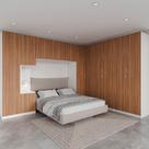 Guarda Roupa Modulado de Canto 12 Portas 6 Peças 1 Mesa de Cabeceira Hera CabeCasa MadeiraMadeira Branco Geada/Louro