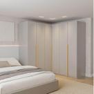 Guarda-Roupa Modulado de Canto 3 Peças 6 Portas Jade CabeCasa MadeiraMadeira Cinza Urbano