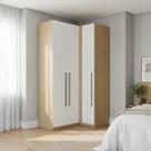 Guarda Roupa Modulado de Canto 3 Portas 3 Gavetas 100% MDF Infinity Savana/Branco Guarda Roupa Modulado de Canto 3 Portas 3 Gavetas 100% MDF Infinity Savana/Branco