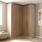 Guarda Roupa Modulado de Canto 5 Portas 3 Gavetas Seletto Areia/Jequitibá Marrom
