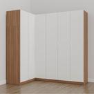 Guarda Roupa Modulado de Canto 6 Portas 3 Peças Hera Cabecasa Madeiramadeira Louro/Branco Geada/Cromado