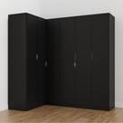 Guarda Roupa Modulado de Canto 6 Portas 3 Peças Hera Cabecasa Madeiramadeira Preto/Cromado