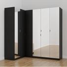 Guarda Roupa Modulado de Canto com Espelho 6 Portas 3 Peças Hera Cabecasa Madeiramadeira Preto/Preto