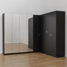 Guarda Roupa Modulado de Canto com Espelho 9 Portas 4 Peças Hera Cabecasa Madeiramadeira Preto/Cromado