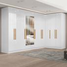 Guarda-roupa Modulado de Canto com Puxadores Mdf e Espelho Paris