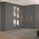 Guarda-roupa Modulado de Canto com Puxadores Mdf e Espelho Paris
