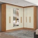 Guarda-roupa Modulado de Canto com Puxadores Mdf e Espelho Paris