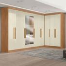Guarda-roupa Modulado de Canto com Puxadores Mdf e Espelho Paris