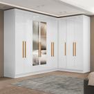 Guarda-roupa Modulado de Canto com Puxadores Mdf e Espelho Paris