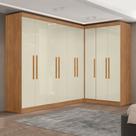 Guarda-Roupa Modulado de Canto com Puxadores MDF Paris Off White/Cinamomo