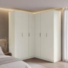 Guarda-Roupa Modulado de Canto Linear 4 Peças 6 Portas Orion CabeCasa MadeiraOriginals Aveia/Linho