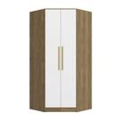 Guarda-roupa Modulado de Canto Oblíquo 2 Portas 2 Gavetas Arca - Nogueira/Branco