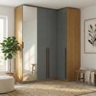 Guarda Roupa Modulado de Canto Reto 4 Portas com Espelho Freijó/Titânio Altezza Trend